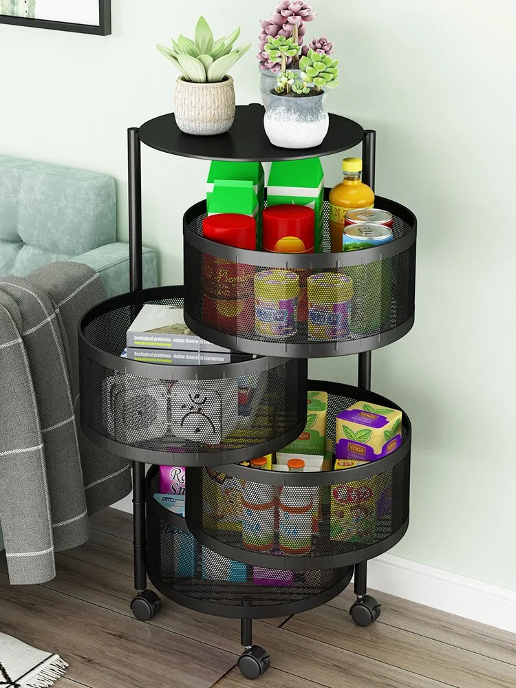 Multi-layer Round Rotatable Fruit Storage Basket Shelf