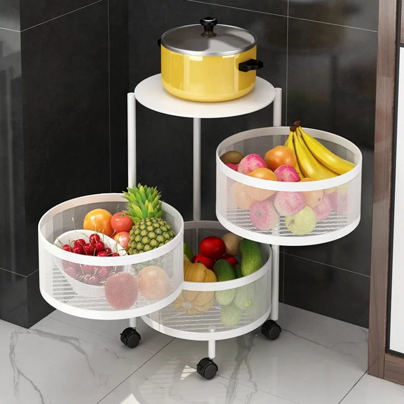 Multi-layer Round Rotatable Fruit Storage Basket Shelf